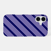 Lila paars en blauw van de marine, vijf strepen pa iPhone 16 hoesje (Achterkant horizontaal)