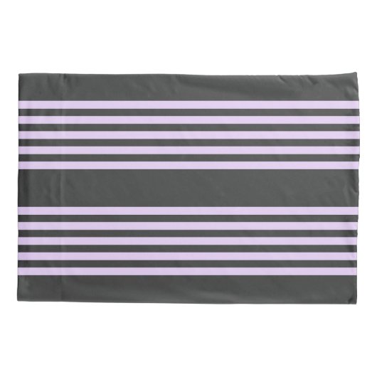 Lila paars- en houtskool vijf strepen patroon kussensloop (Achterkant)