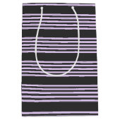 Lila paars- en houtskool vijf strepen patroon medium cadeauzakje (Voorkant)