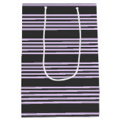 Lila paars- en houtskool vijf strepen patroon medium cadeauzakje (Achterkant)