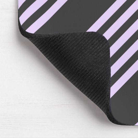 Lila paars- en houtskool vijf strepen patroon muismat (Hoek)