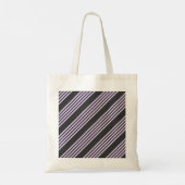Lila paars- en houtskool vijf strepen patroon tote bag (Achterkant)