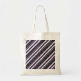 Lila paars- en houtskool vijf strepen patroon tote bag