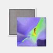 Lila Paars en Neon Green Floral Design Magnet (Voorkant / Achterkant)