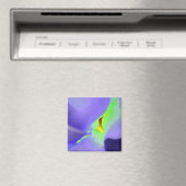 Lila Paars en Neon Green Floral Design Magnet (Insitu (Vaatwasser))