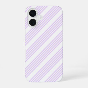 Lila paars en wit vijf strepen patroon iPhone 16 hoesje