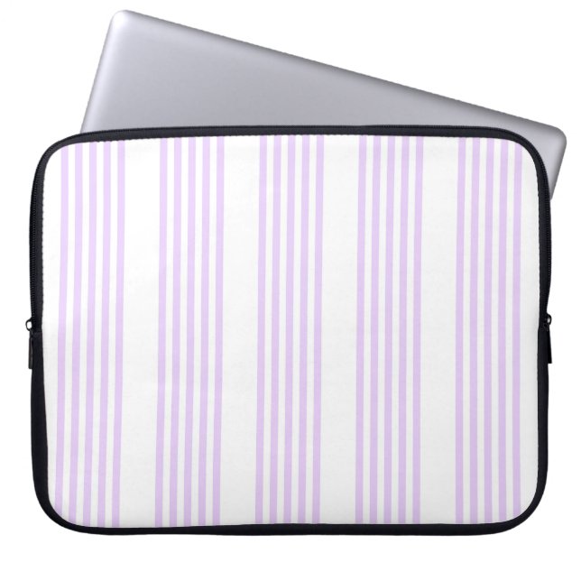 Lila paars en wit vijf strepen patroon laptop sleeve (Voorkant)