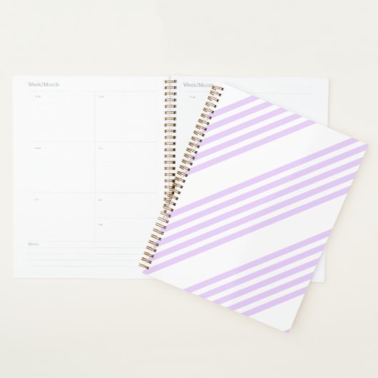 Lila paars en wit vijf strepen patroon planner (Display)