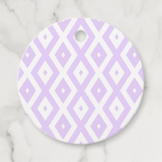 Lila paars- en witdiamantpatroon bedankjes labels (Voorkant)