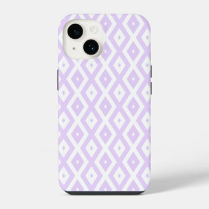 Lila paars- en witdiamantpatroon iPhone 14 hoesje