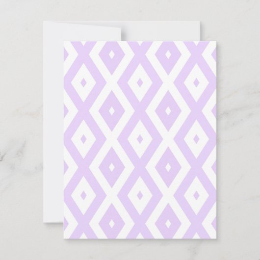 Lila paars- en witdiamantpatroon RSVP kaartje (Voorkant)