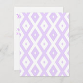 Lila paars- en witdiamantpatroon RSVP kaartje (Voorkant / Achterkant)