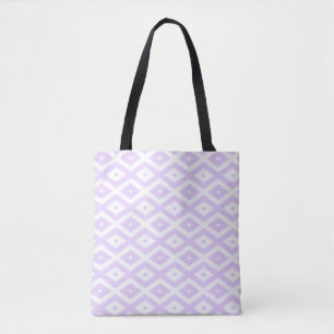 Lila paars- en witdiamantpatroon tote bag