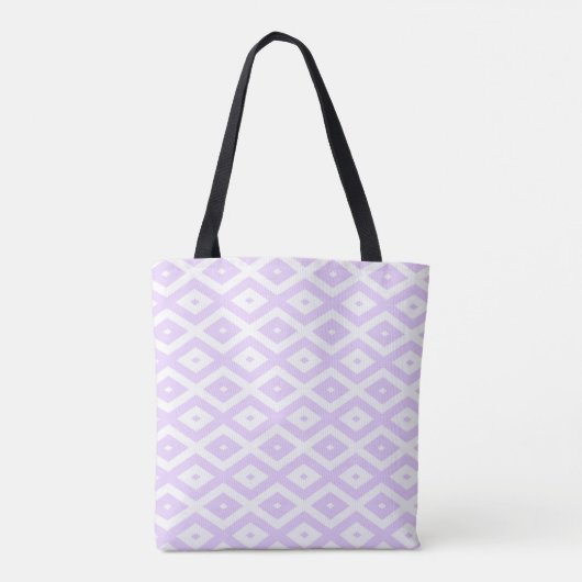 Lila paars- en witdiamantpatroon tote bag (Achterkant)