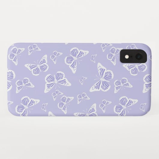 Lila Paars- en witte vlinderpatroonpatroon Case-Mate iPhone Case (Achterkant (horizontaal))