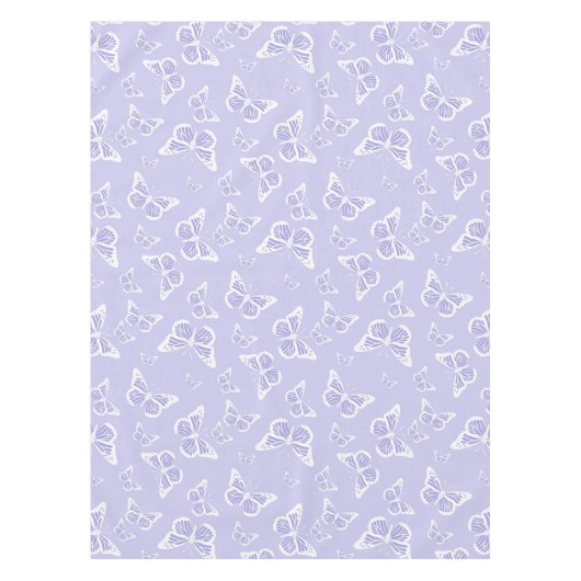 Lila Paars- en witte vlinderpatroonpatroon Tafelkleed (Voorkant)