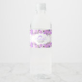 Lila Paars flesje Quinceanera Water Flaconetiket Waterfles Etiket (Voorkant)