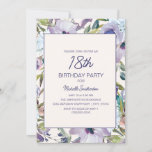 Lila Paars Floral Greenery 18th Birthday Kaart<br><div class="desc">Prachtige lila paarse florale en groene botanische waterverf 18e verjaardagsfeest op een crème/witte achtergrond. Neem contact met mij op voor hulp bij aanpassingen of voor het aanvragen van matching of het coördineren van producten.</div>