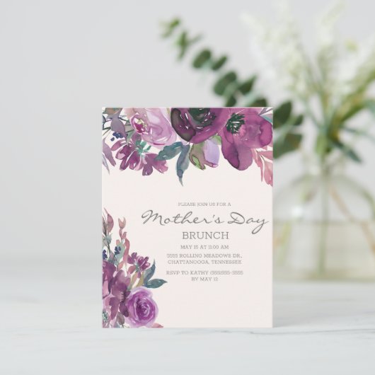 Lila Paars Floral Script Moederdag Kaart (Staand voorkant)