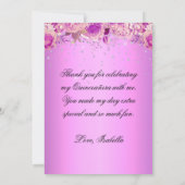 Lila Paars Floral Specialized Quinceanera Bedankkaart (Achterkant)