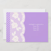 Lila Paars, Ivory Floral Lace Baby shower Invite Kaart (Achterkant)