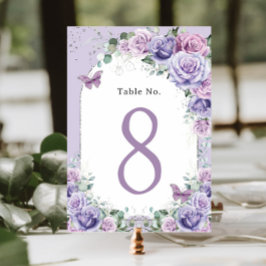 Lila Paars Lavender Floral Birthday Quinceanera Kaart