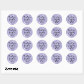 Lila Paars Lijst Romantic Cute Hartelijk dank Ronde Sticker (Vel)