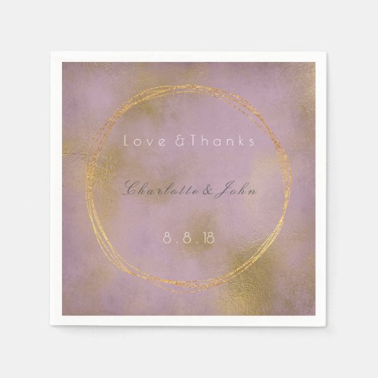 Lila Paars met een donkerbruine dandelion bruiloft Servet (Voorkant)