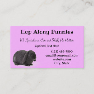 Lila Paars Mini Lop Bunny Rabbit Breeder Visitekaartje