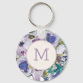 Lila Paars-mosterdblauw-Waterverf Sleutelhanger (Voorkant)