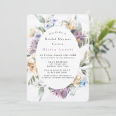 Lila Paars Peony Wildflowe Vrijgezellenfeest Invit Kaart (Staand voorkant)