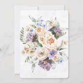 Lila Paars Peony Wildflowe Vrijgezellenfeest Invit Kaart (Achterkant)