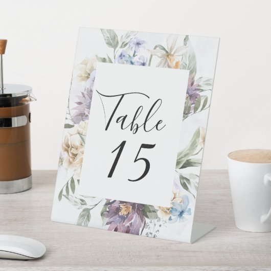 Lila Paars pony Wildflower Weddennummer Reclamebord Met Voetstuk (Insitu)