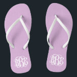 Lila Paars Preppy Script Monogram Teenslippers<br><div class="desc">NEEM IN DEZE VOLGORDE CONTACT OP MET ME VOORDAT U MET UW MONOGRAM-INITIALEN BEVESTIGT: EERSTE, LAATSTE, MIDDEN. Ik zal je monogram aanpassen en je de link naar bestelling per e-mail sturen. Wacht tot ik de link met het aangepaste ontwerp heb verstuurd. Cute preppy flip sandals gepersonaliseerd met een aangepast wijnscript...</div>