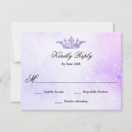 Lila Paars Quinceanera RSVP Kaartje (Voorkant)