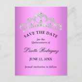 Lila Paars Quinceanera sparen de datum Briefkaart (Voorkant)