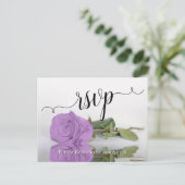 Lila Paars reflecterend Roos legant bruiloft RSVP Briefkaart (Staand voorkant)