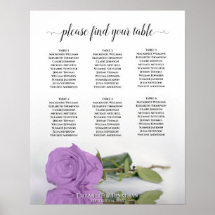 Lila Paars Roos 6 Tafel-weduwenkaart Poster