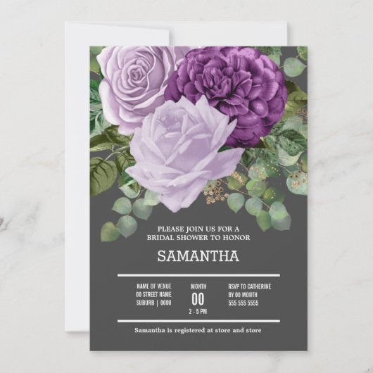 Lila paars roos bloem kaart (Voorkant)