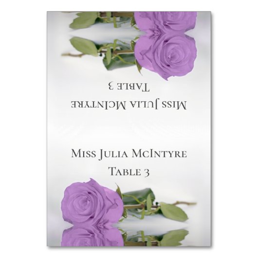 Lila Paars Roos bruiloft DIY Fold Place Card Kaart (Voorkant)