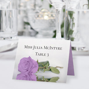 Lila Paars Roos bruiloft DIY Fold Place Card Kaart