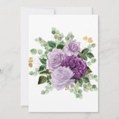 LILA PAARS ROOS EUCALYPTUS WHITE WEDING KAART (Achterkant)