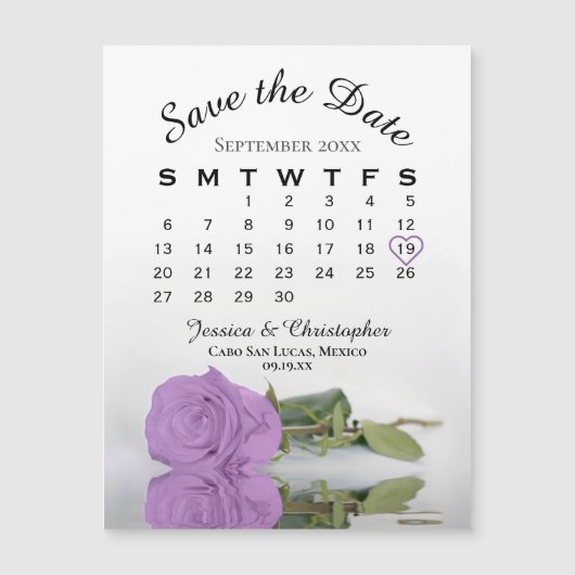 Lila Paars Roos sparen de Magnet van de Kalender v (Voorkant)