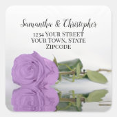 Lila Paars Roos Terugkeeradres envelop Vierkante Sticker (Voorkant)