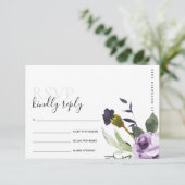 LILA PAARS ROOS VREDE BUNCH WEDDING RSVP INFORMATIEKAARTJE (Staand voorkant)