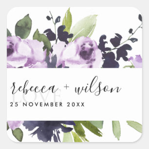 LILA PAARS ROOS VREDE VLOEISTONIJNEN VIERKANTE STICKER