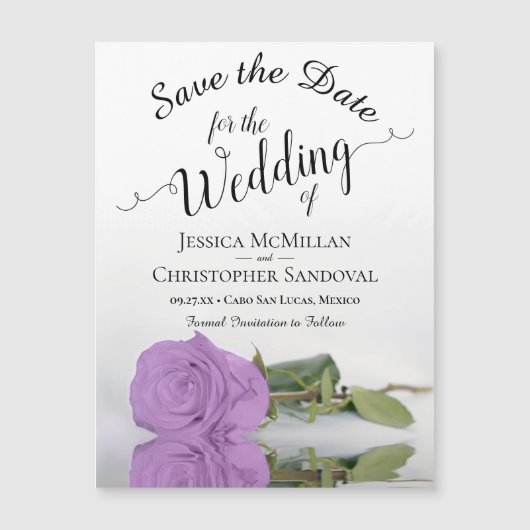 Lila Paars Roos Weddenschap Save the Date Magnet (Voorkant)