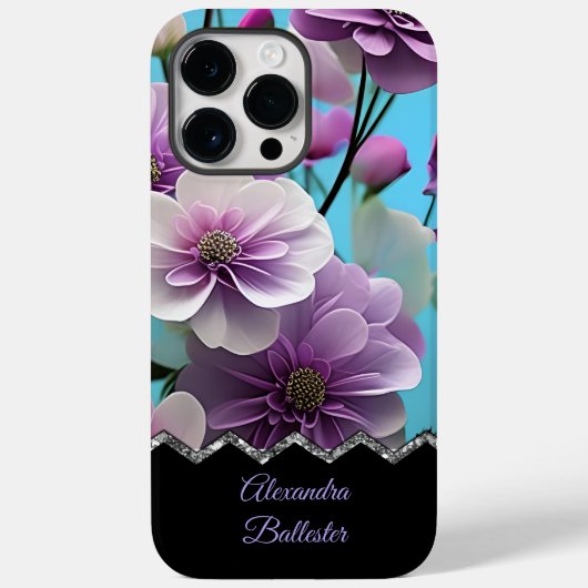Lila Paars Roze bloemen blauw Case-Mate iPhone Case (Achterkant)