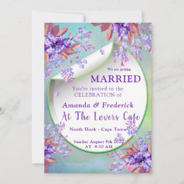 Lila Paars vergeet-me-nots WEDDING Kaart