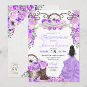Lila Paars Western Ranchero Quinceanera Kaart (Voorkant / Achterkant)
